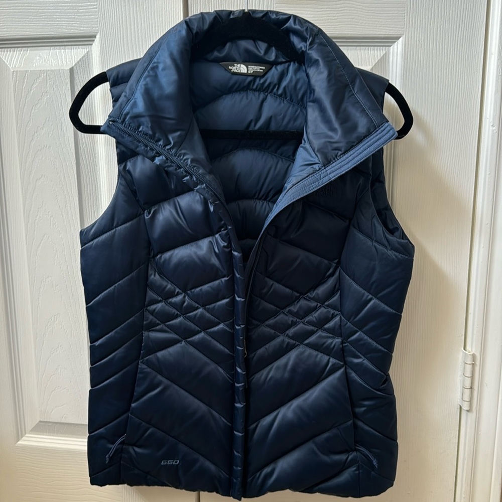 The North Face 550 Goose Down Puffer Vest Navy Womens Small